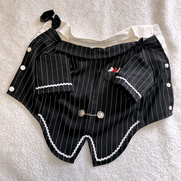 dentrun dog bow tie striped tuxedo suit with buttons - Picture 9 of 13